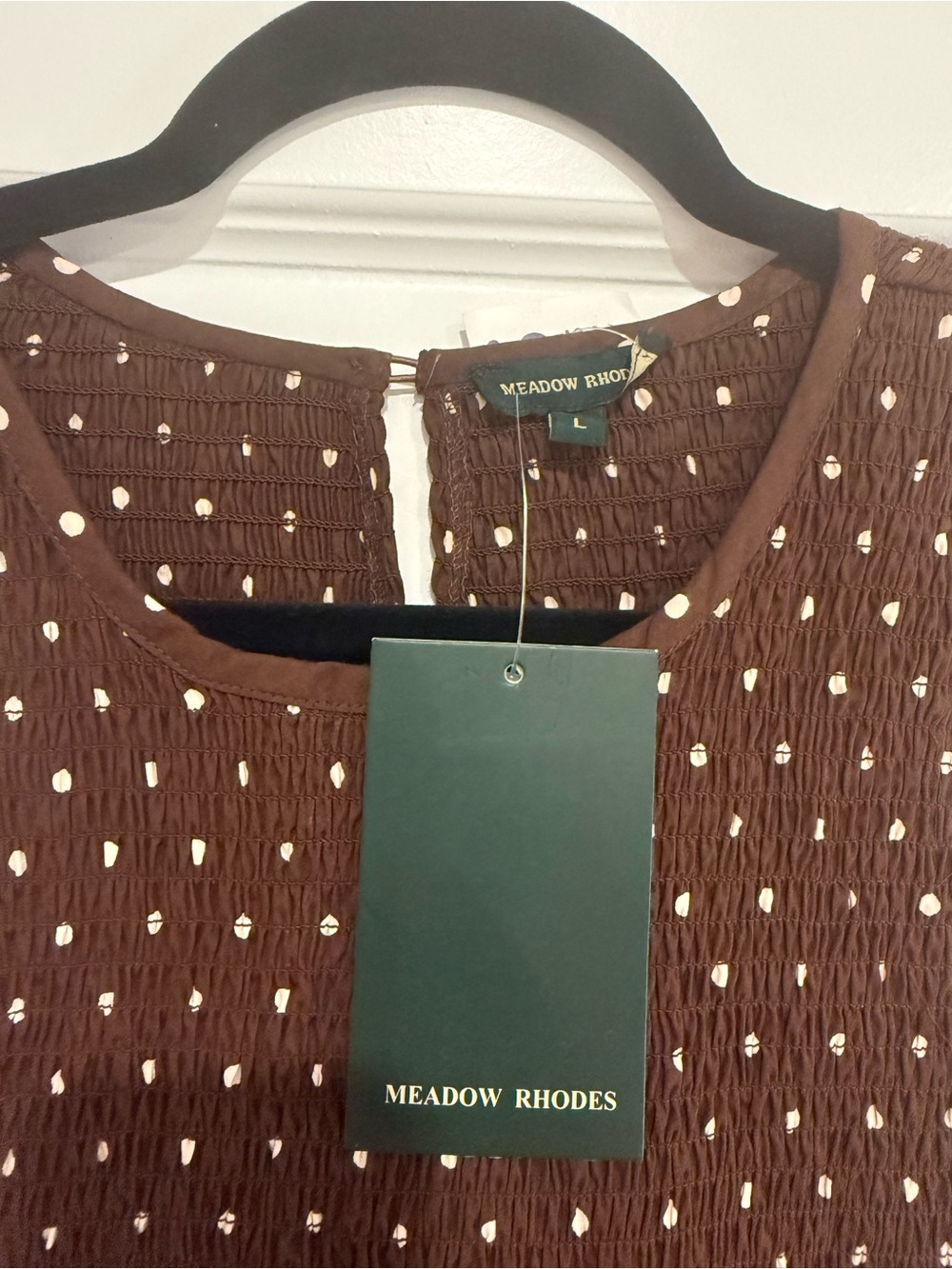 Anthropologie Medow Rhodes Brown Polka Dot Sleeveless Midi Dress - Picture 4 of 5